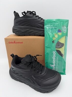 Women’s Orthopedic Diabetic Wide Running Shoes Black size 8.5 / 38.5